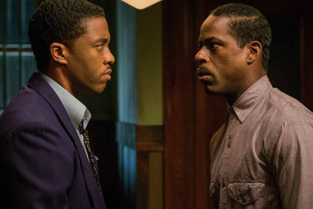 Chadwick Boseman, left, is the young Thurgood Marshall and Sterling K. Brown plays his client, a Bridgeport man on trial for rape and attempted murder in 1941.