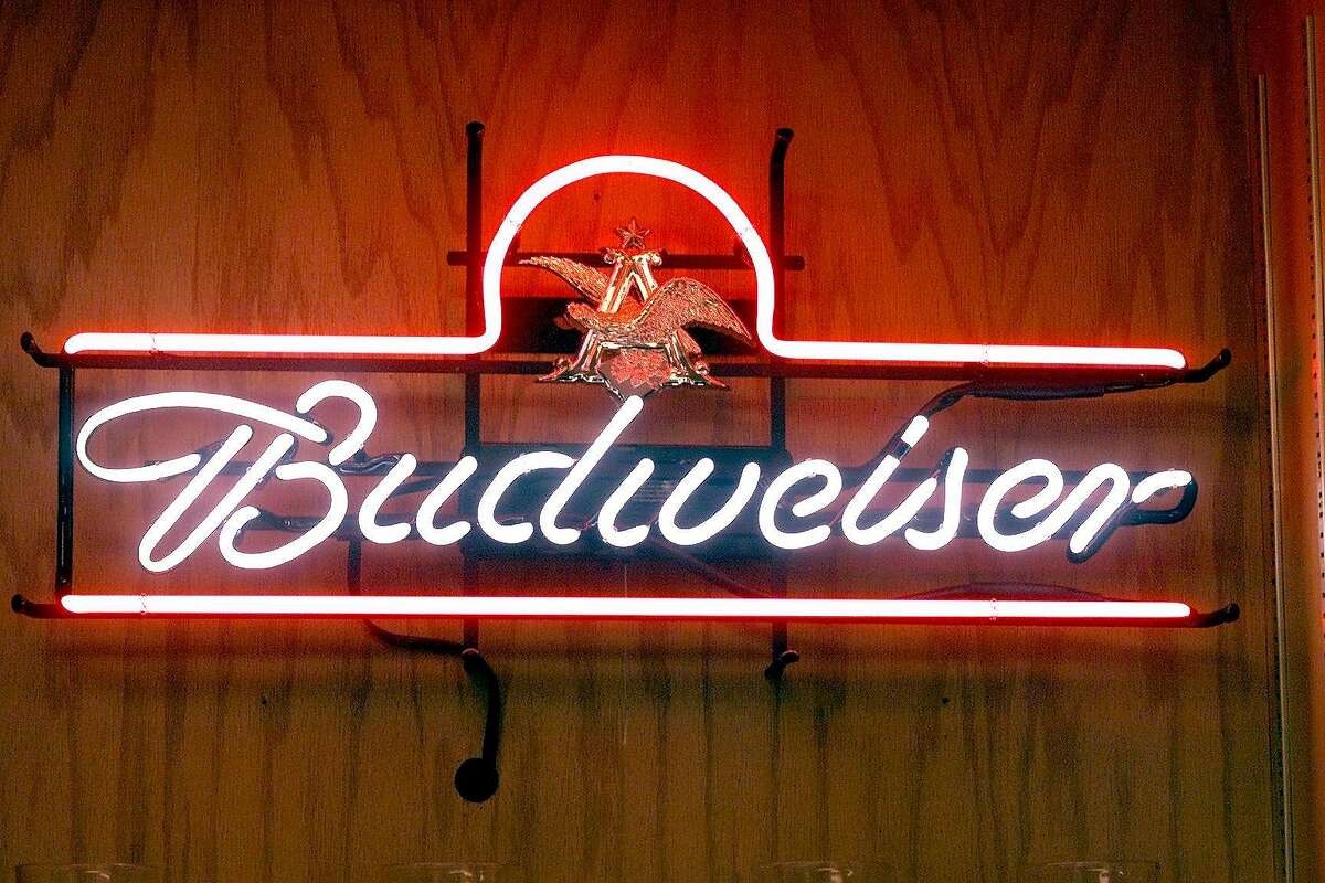 CCBUDTOUR20C-C-11APR01-CF-JLT Neon sign at the Budweiser brewery at Fairfield, CA. 3101 Busch Drive - Fairfield, CA CHRONICLE STAFF PHOTO BY JERRY TELFER