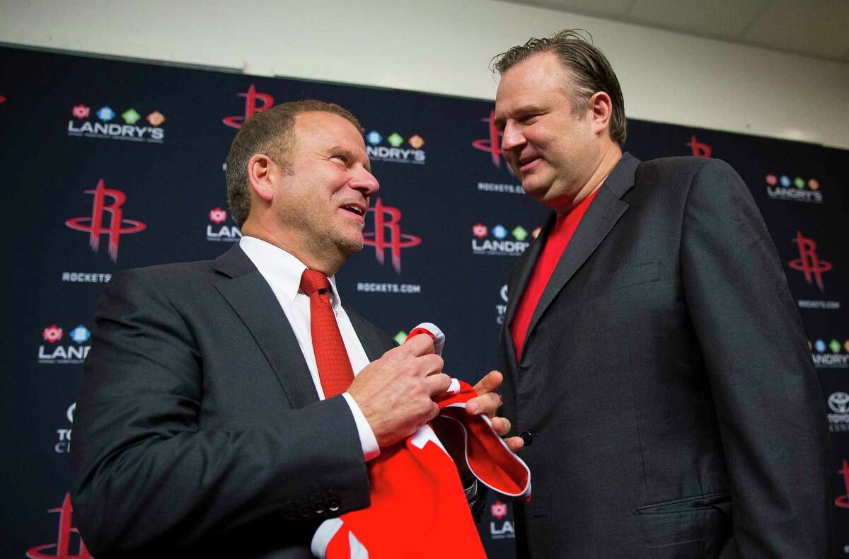 Tilman Fertitta, left, has owned the Rockets for only four months, but he is the beneficiary of the best team Daryl Morey has assembled in his 11 seasons as general manager.