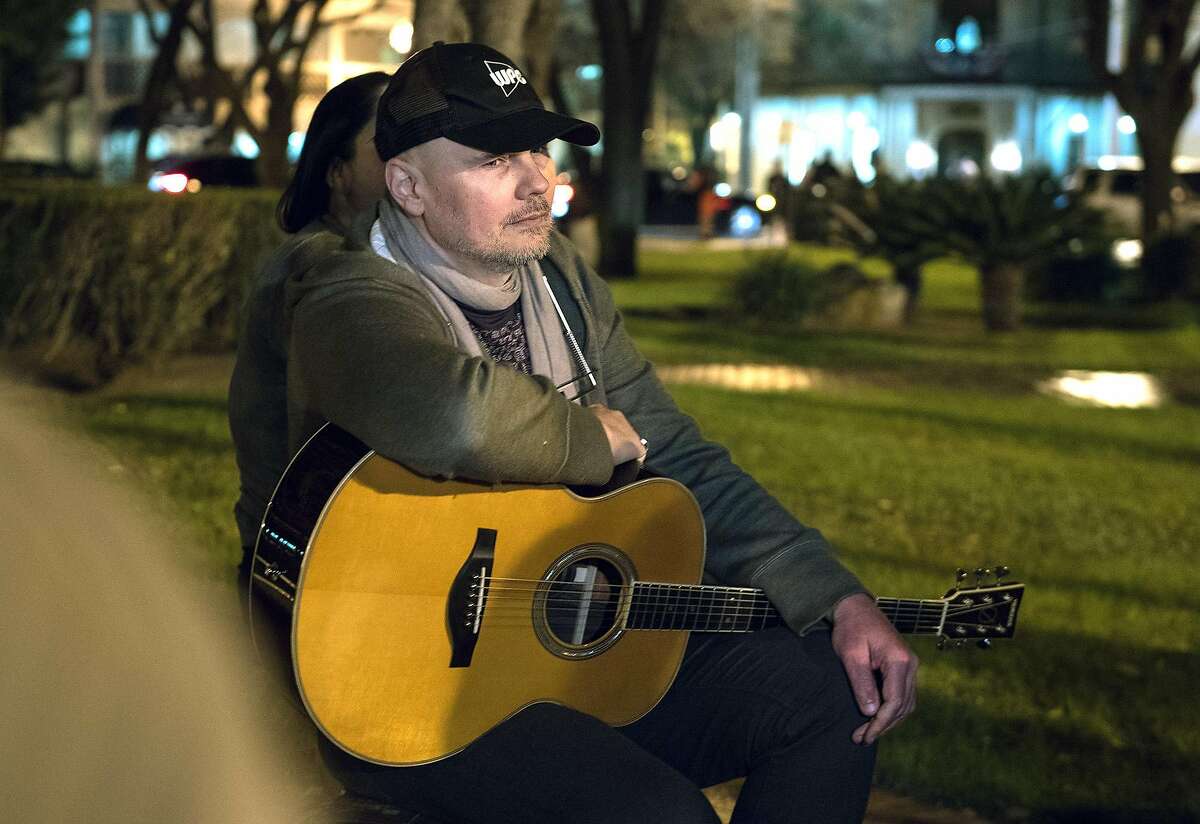 Lead singer of the Smashing Pumpkins Billy Corgan plays an impromptu acoustic show on Thursday, January 26, 2017 at San Agustin Plaza in downtown Laredo, Texas.