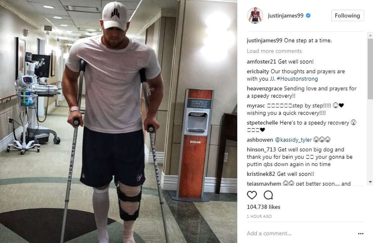 Texans' J.J. Watt posts first post-surgery photo