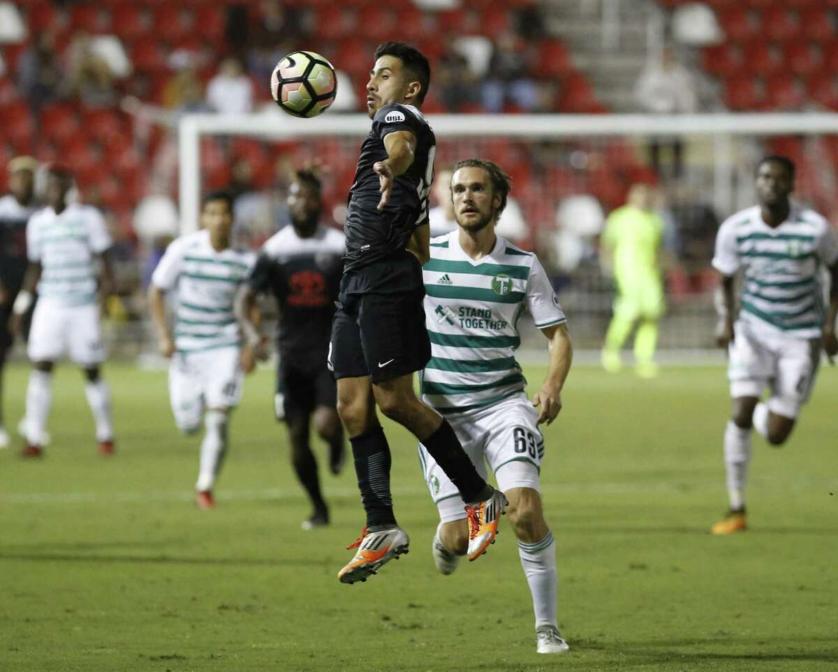San Antonio FC’s Ever Guzman (99) gains control of the ball against Portland Timber 2’s Kyle Bjornethun (63) during their game at Toyota Field on Oct. 11. The possibility of an MLS team Austin likely means no such team here. Meanwhile, the team we do have is playing just fine.