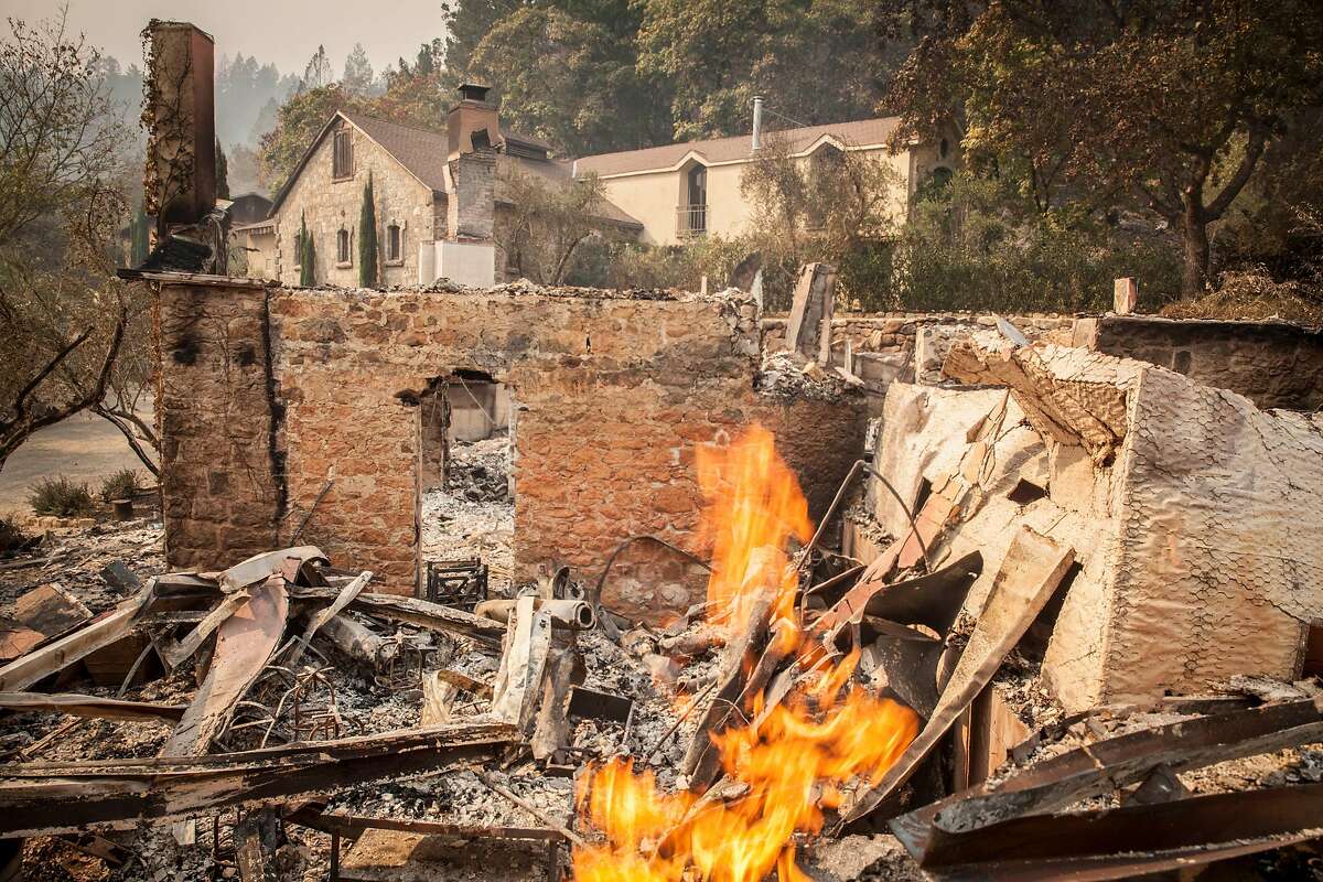 The burned out remains of the Mayacamas Vineyards' Distillery, which was used to host guests and was built in 1889, after flames from the Nuns fire moved through the Mt. Veeder area in Napa on Oct. 11, 2017.