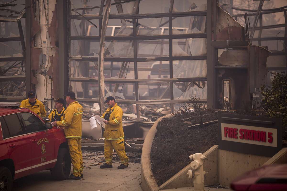 Fire Station 5 lies in ruins after a firestorm swept over the neighborhood, on October 10, 2017 in Santa Rosa, Calif. in one of the worst wildfires in state history, at least 1,500 homes have burned.