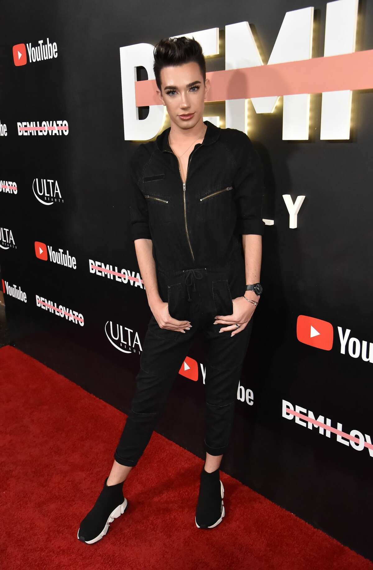 LOS ANGELES, CA - OCTOBER 11: James Charles attends the "Demi Lovato: Simply Complicated" YouTube premiere at The Fonda Theatre on October 11, 2017 in Los Angeles, California. (Photo by Jeff Kravitz/FilmMagic for YouTube)