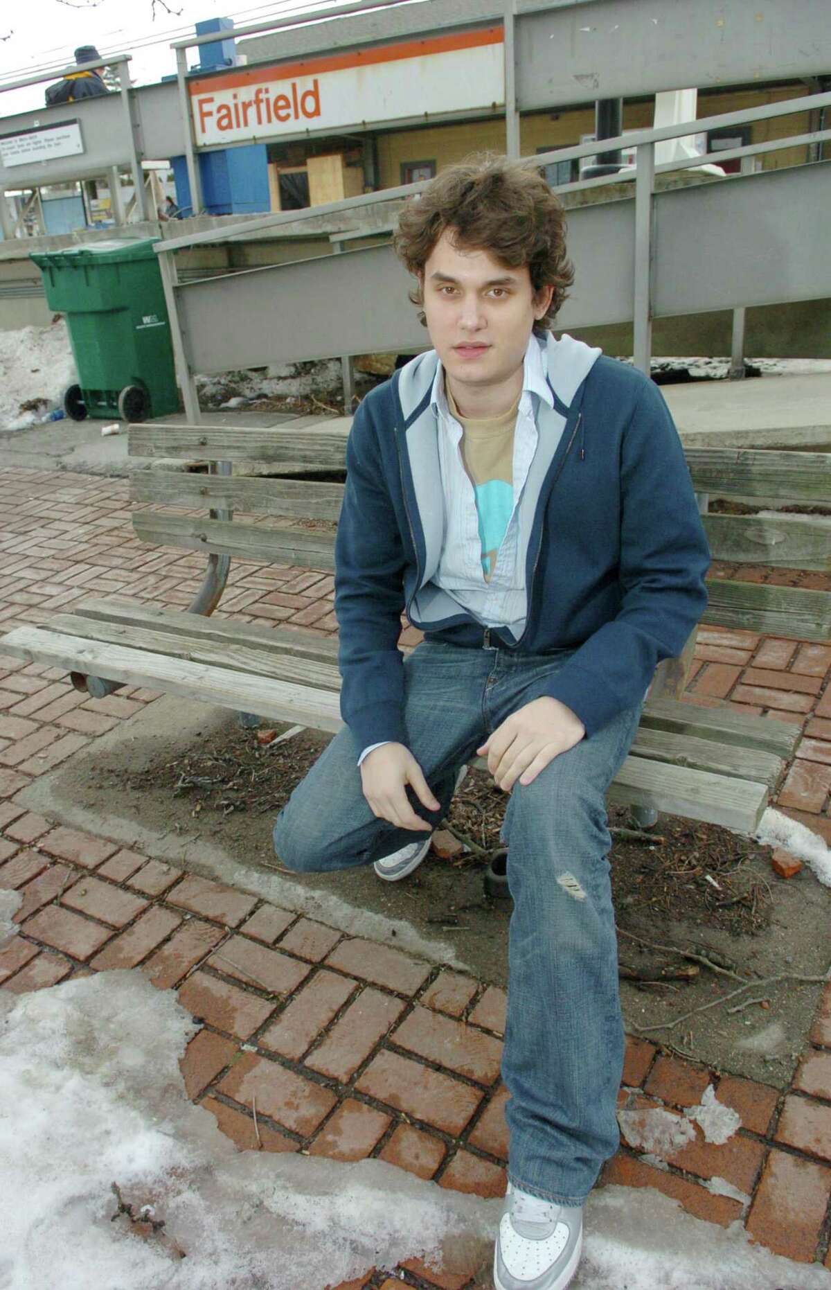 John Mayer at the Fairfield train station in 2005. Mayer, who was born in Bridgeport and grew up in Fairfield, gave his father a 90th birthday gift of a scholarship through Fairfield County’s Community Foundation.