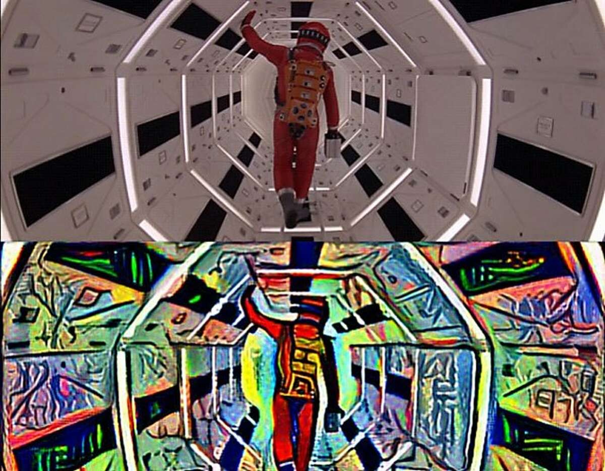 The 14th "Hole in the Head" film festival includes "2001: A Picasso Odyssey." Local artist and Adobe engineer Bhautik Joshi interprets some familiar images, including scenes from Stanley Kubrick's classic, "2001: A Space Odyssey," through art-oriented visual filters. Photo comparison courtesy Bhautik Joshi.
