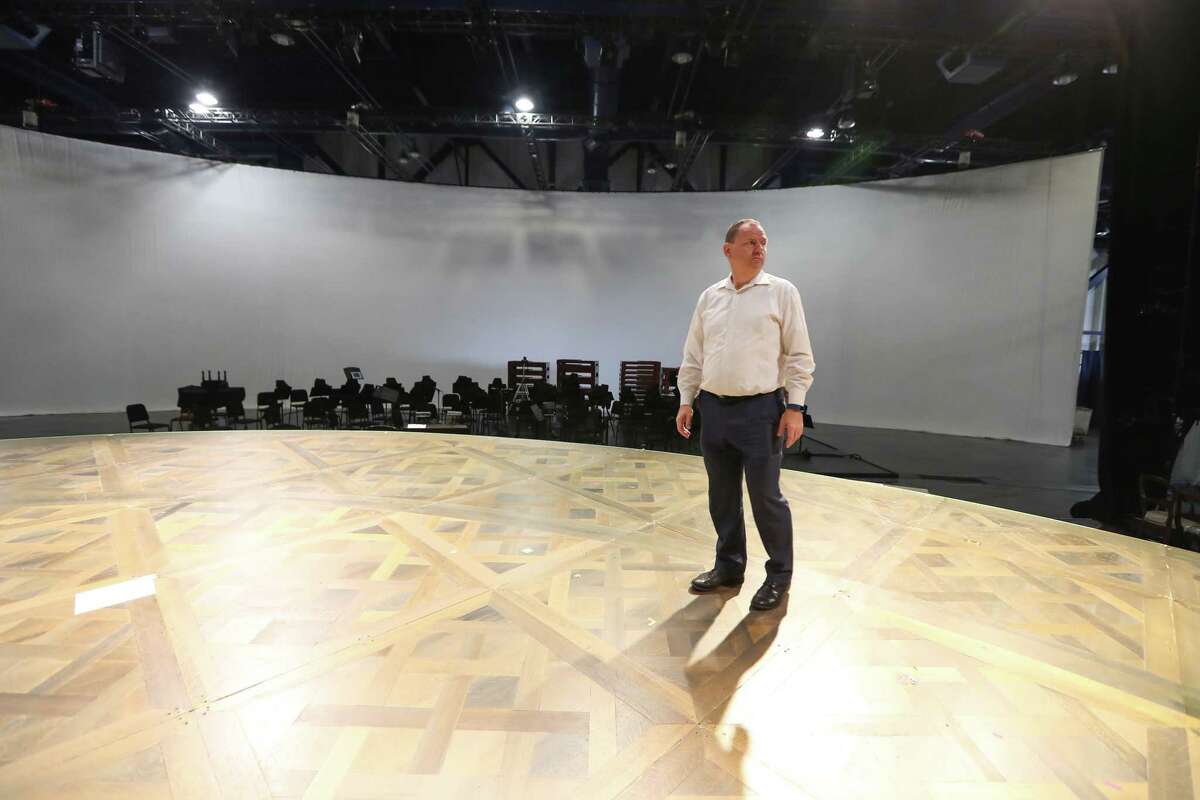 Perryn Leech, Managing Director of Houston Grand Opera looks over the HGO's progress to put on La Traviata, as it transforms a George R. Brown Convention Hall into a grand opera house Wednesday, Oct. 11, 2017, in Houston. Houston Grand Opera moved to the George R. Brown Center Exhibition Hall A3, now titled the "HGO Resilience Theatre." ( Steve Gonzales / Houston Chronicle )