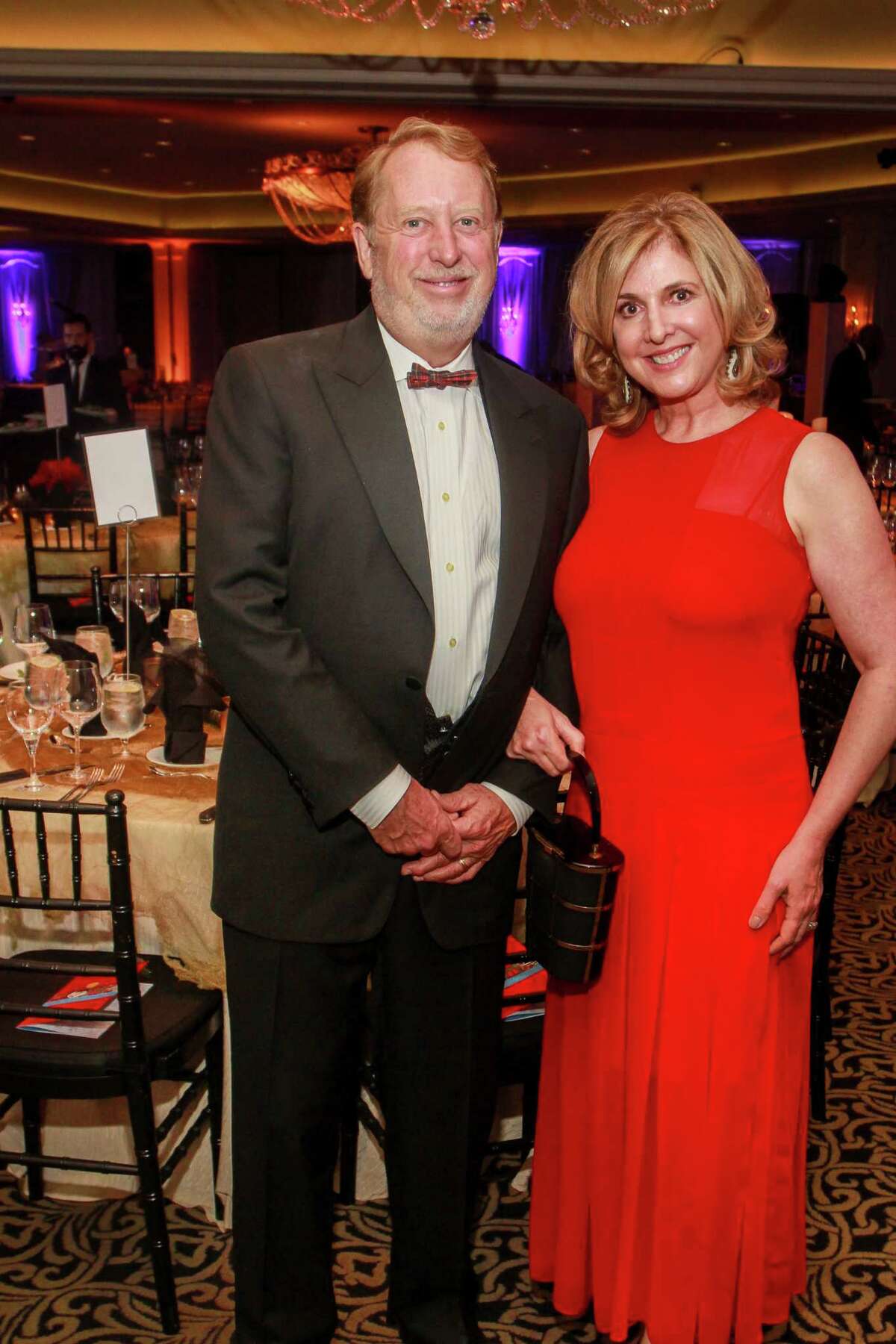 Harrison Williams and Lynn Goode at the Art League Houston Myth & Symbol gala. Lynn is the patron of the year honoree. (For the Chronicle/Gary Fountain, October 13, 2017)