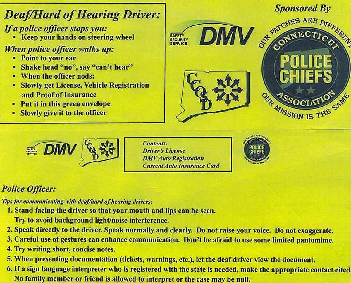 The Connecticut Police Chiefs Association, Connecticut Department of Motor Vehicles and Connecticut Council on Organizations Serving the Deaf restarted the Green Envelope Program this month for deaf and hard of hearing drivers.