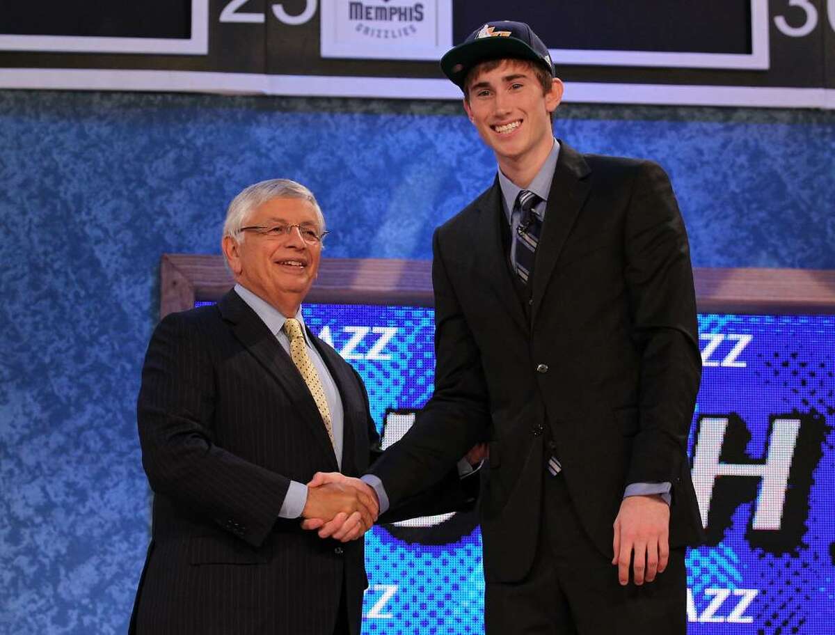 NEW YORK - JUNE 24: Gordon Hayward stands with NBA Commisioner David Stern after being drafted ninth by The Utah Jazz at Madison Square Garden on June 24, 2010 in New York, New York. (Photo by Al Bello/Getty Images)