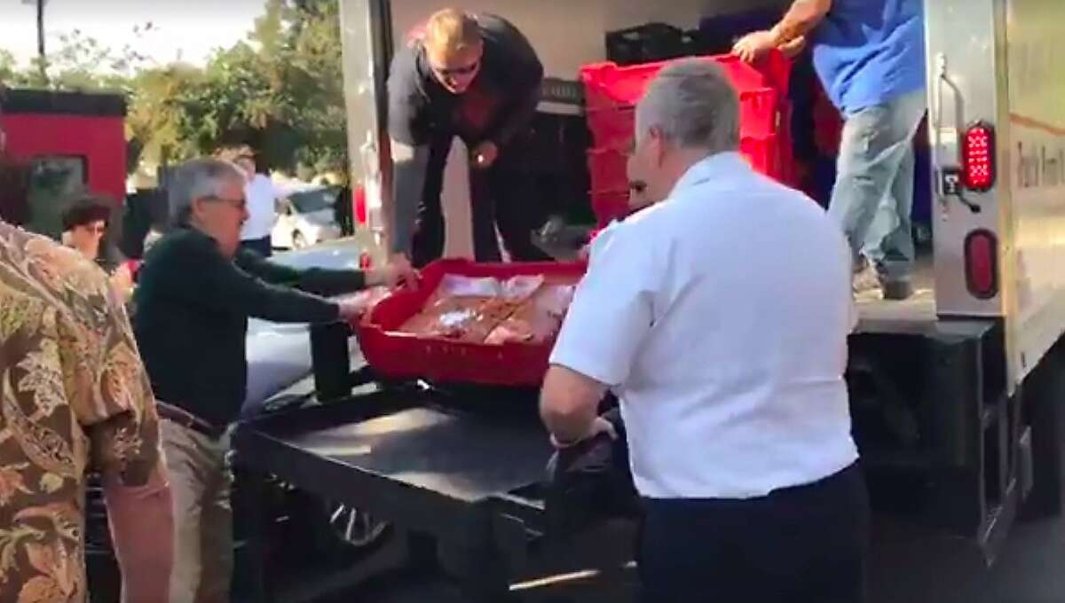 Screen shot of�Facebook�Live video of food delivery to the Napa Valley Salvation Army posted by Hannah Craig on Sunday, Oct. 15, 2017.
