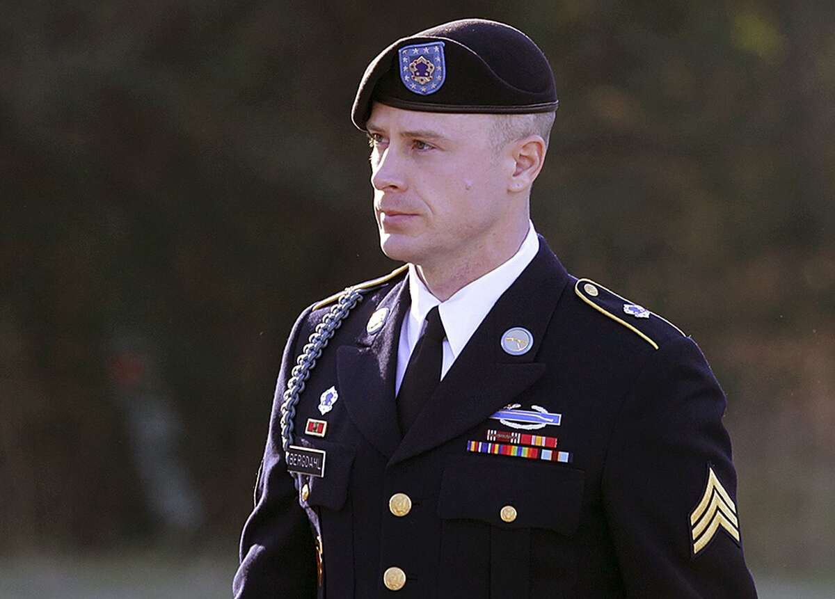 FILE - In this Jan. 12, 2016, file photo, Army Sgt. Bowe Bergdahl arrives for a pretrial hearing at Fort Bragg, N.C. Bergdahl will appear before a judge, Monday, Oct. 16, 2017, to enter an expected guilty plea to charges that he endangered comrades by walking off his remote post in Afghanistan in 2009. (AP Photo/Ted Richardson, File)