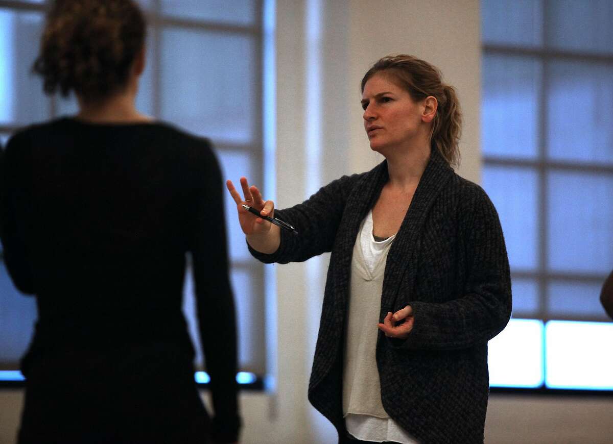 Choreographer Kate Weare (right) works with ODC dancers during a rehearsal of "Triangulating Euclid" in San Francisco, Calif., on Thursday, February 7, 2013.