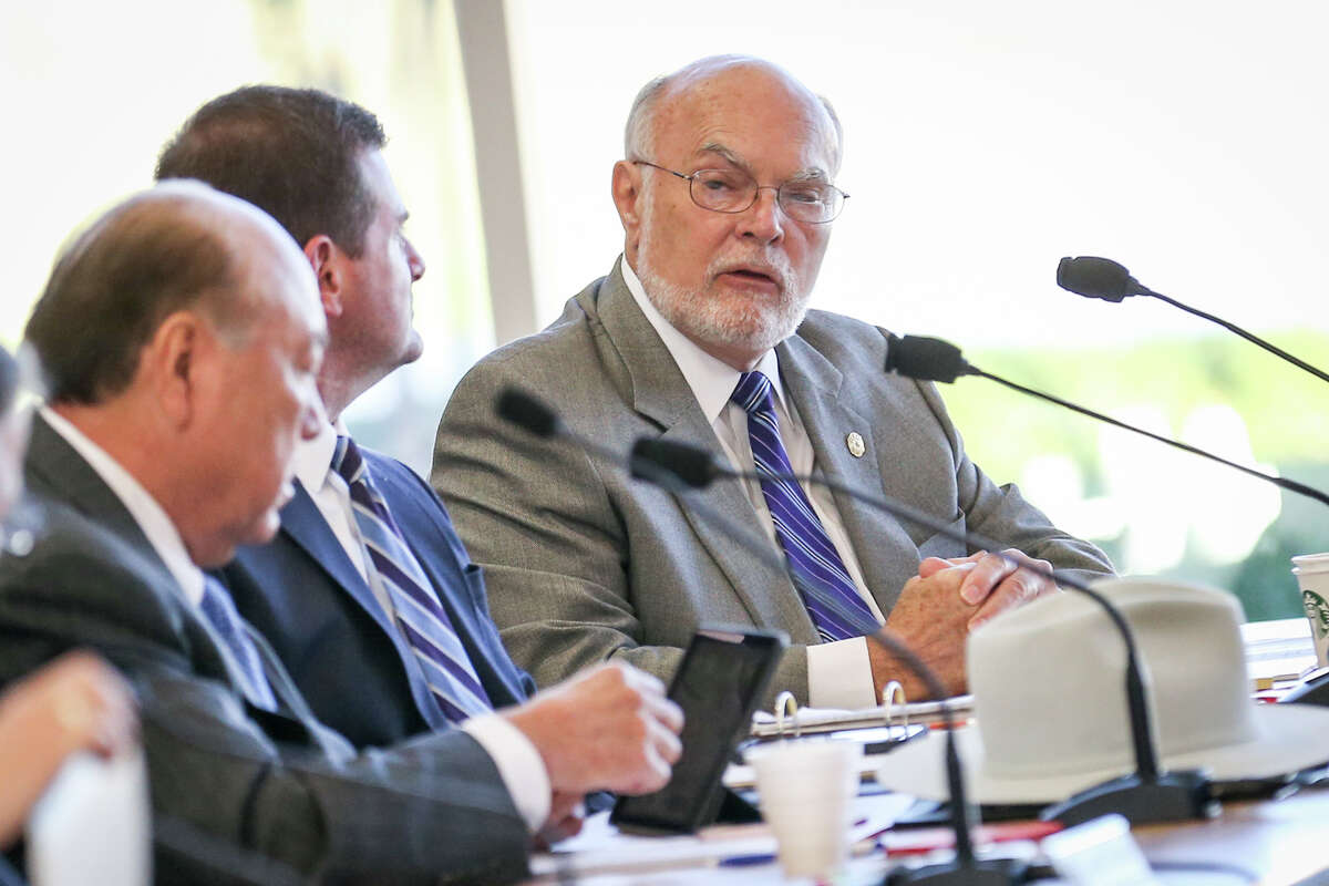 State Sen. Robert Nichols speaks during the Texas Senate Committee on Agriculture, Water, and Rural Affairs interim hearing on Monday, Oct. 16, 2017, at the East Montgomery County Improvement District in New Caney.