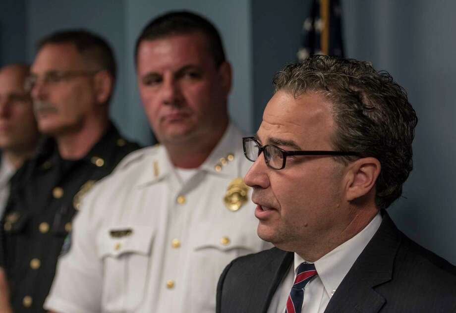 Grenville Town Supervisor chris Koetzle addresses a press briefing on the $1.5M grant that the town received for improvements to the police department Tuesday Oct. 17, 2017 in Glenville, N.Y.  (Skip Dickstein/Times Union) Photo: SKIP DICKSTEIN / 20041864A