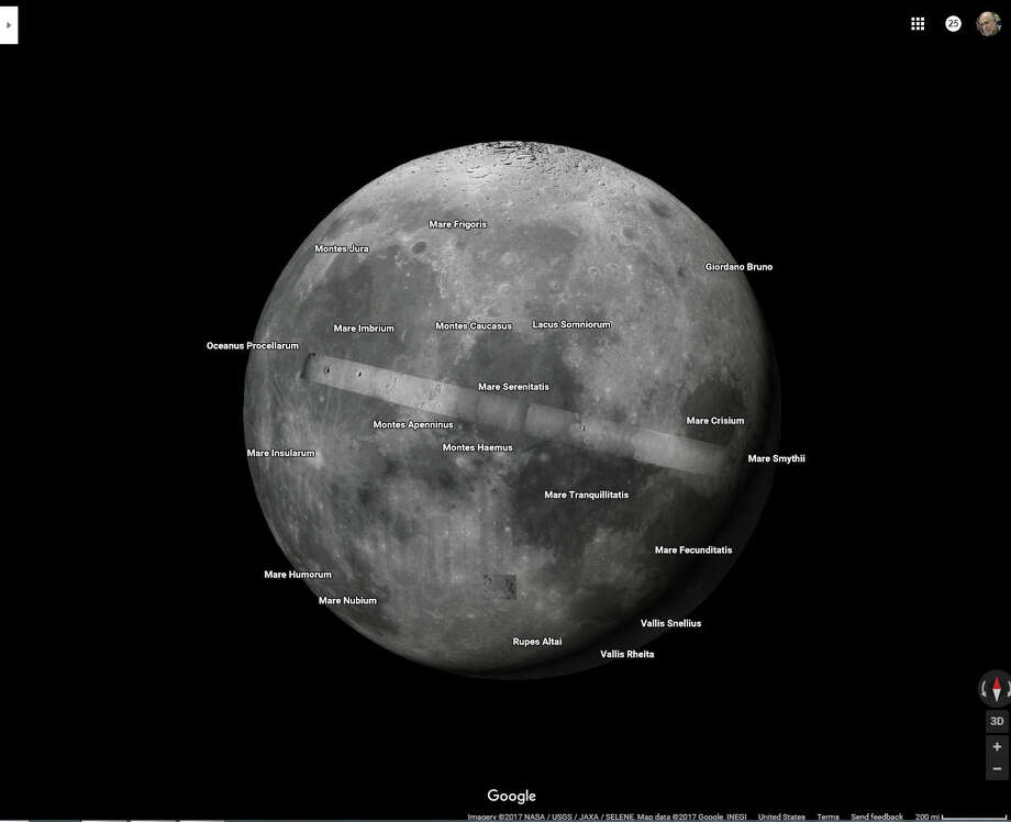 The Earth's Moon as it appears on Google Maps' new solar system feature. Photo: Houston Chronicle Screenshot / Google Maps