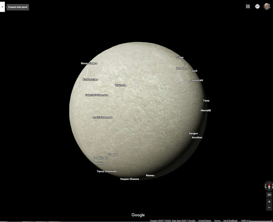 Saturn's moon Rhea as it appears on Google Maps' new solar system feature. Photo: Houston Chronicle Screenshot / Google Maps