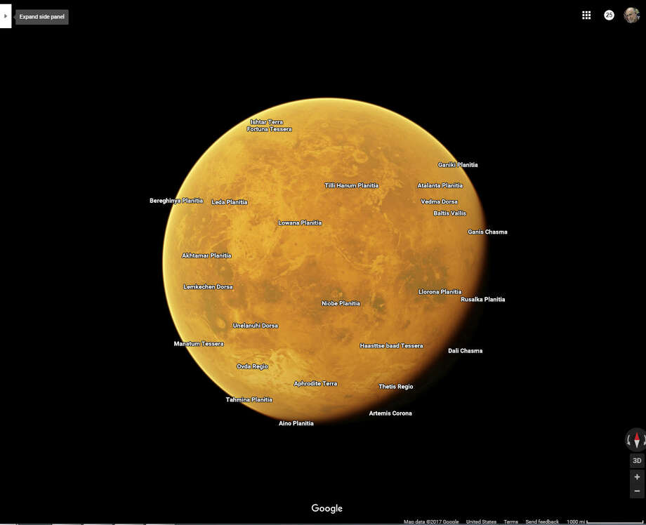 Venus as it appears on Google Maps' new solar system feature. Photo: Houston Chronicle Screenshot / Google Maps