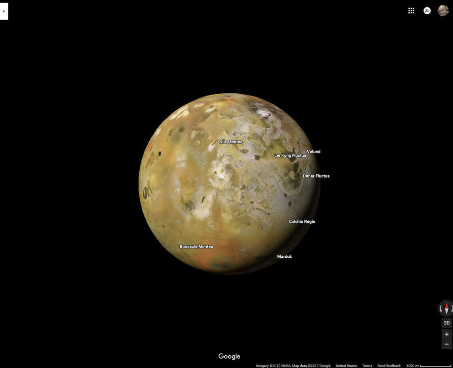 Jupiter's moon Io as it appears on Google Maps' new solar system feature. Photo: Houston Chronicle Screenshot / Google Maps