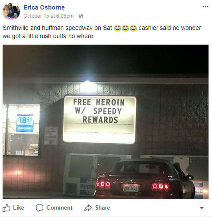 Speedway gas station sign rearranged to say &#39;Free heroin with Speedy rewards&#39; - New Haven Register