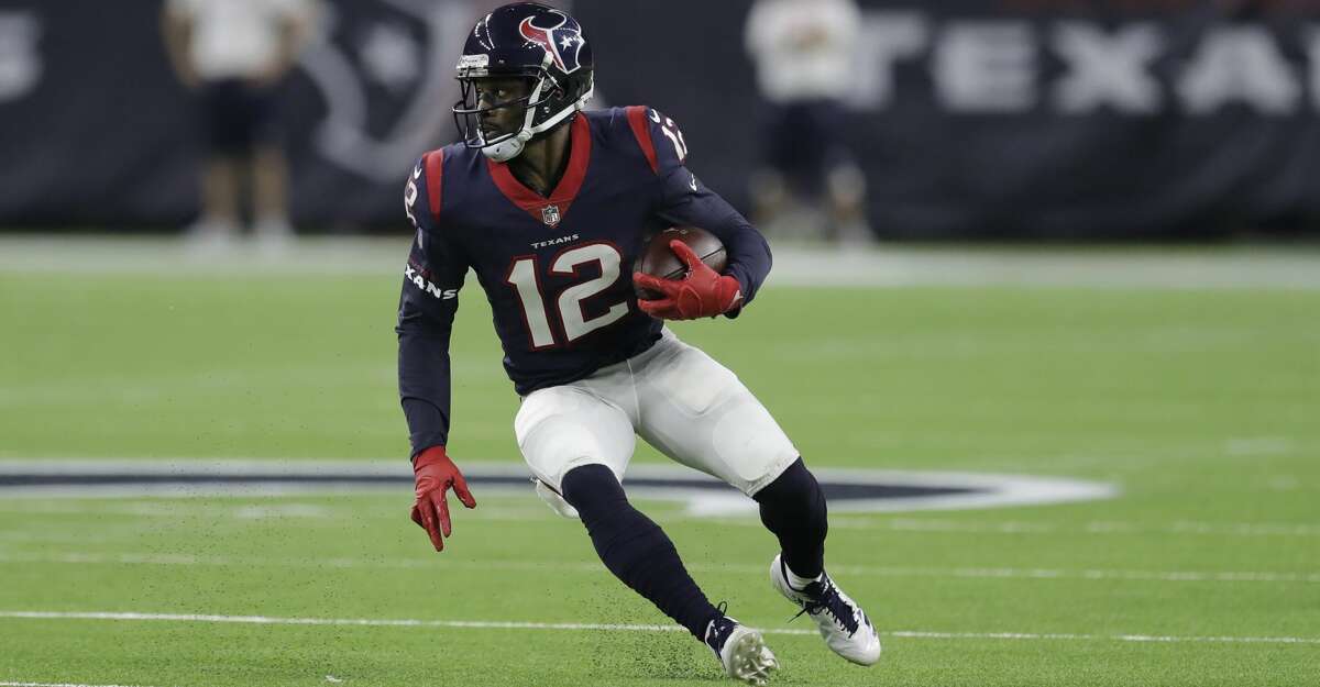 Houston Texans wide receiver Bruce Ellington (12) runs against the Kansas City Chiefs during the first half of an NFL football game Sunday, Oct. 8, 2017, in Houston. (AP Photo/David J. Phillip)