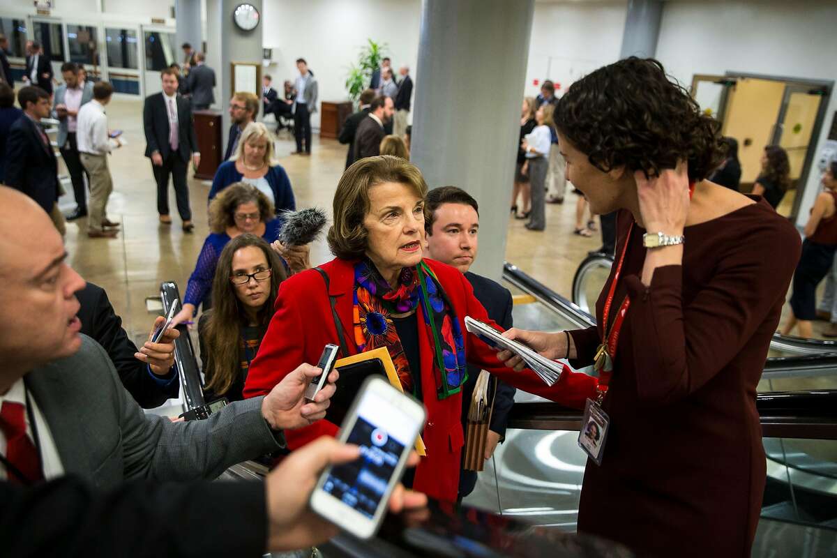 Sen. Dianne Feinstein (D-Calif.) arrives for a vote on budget resolutions on Capitol Hill in Washington, Oct. 19, 2017. (Al Drago/The New York Times)