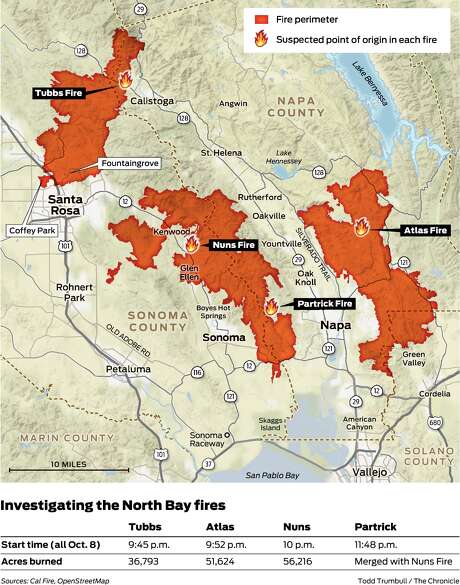 Glen Ellen Fire Map We went to the suspected origin points of 4 big fires. Here's what 