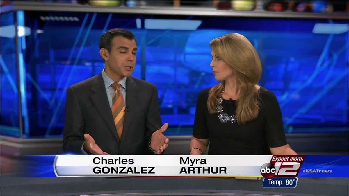 KSAT-TV staple Charles Gonzalez shares the Sunday broadcast with Myra Arthur, the latest in a string of weekend co-anchors during his tenure at the ABC affiliate.