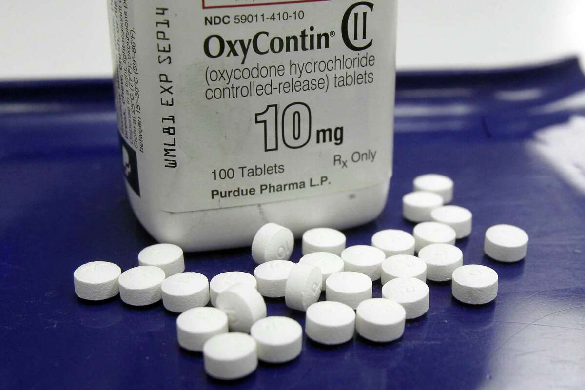 OxyContin pills at a pharmacy in Montpelier, Vt., on Sept. 18. The city of Everett, Wash., has sued makers of the prescription opioid OxyContin. The lawsuit contends that the pharmaceutical company knew its prescription painkiller was being funneled into the black market, helping create the opioid epidemic.