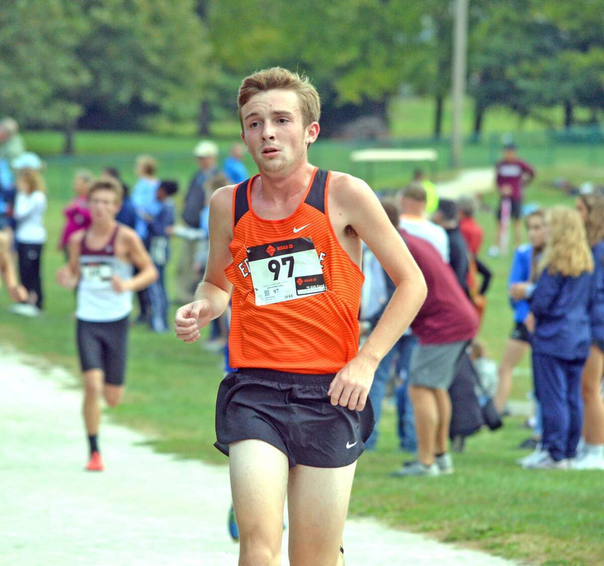 Edwardsville junior Todd Baxter competes in the boys’ race during Saturday’s Class 3A Belleville West Regional.