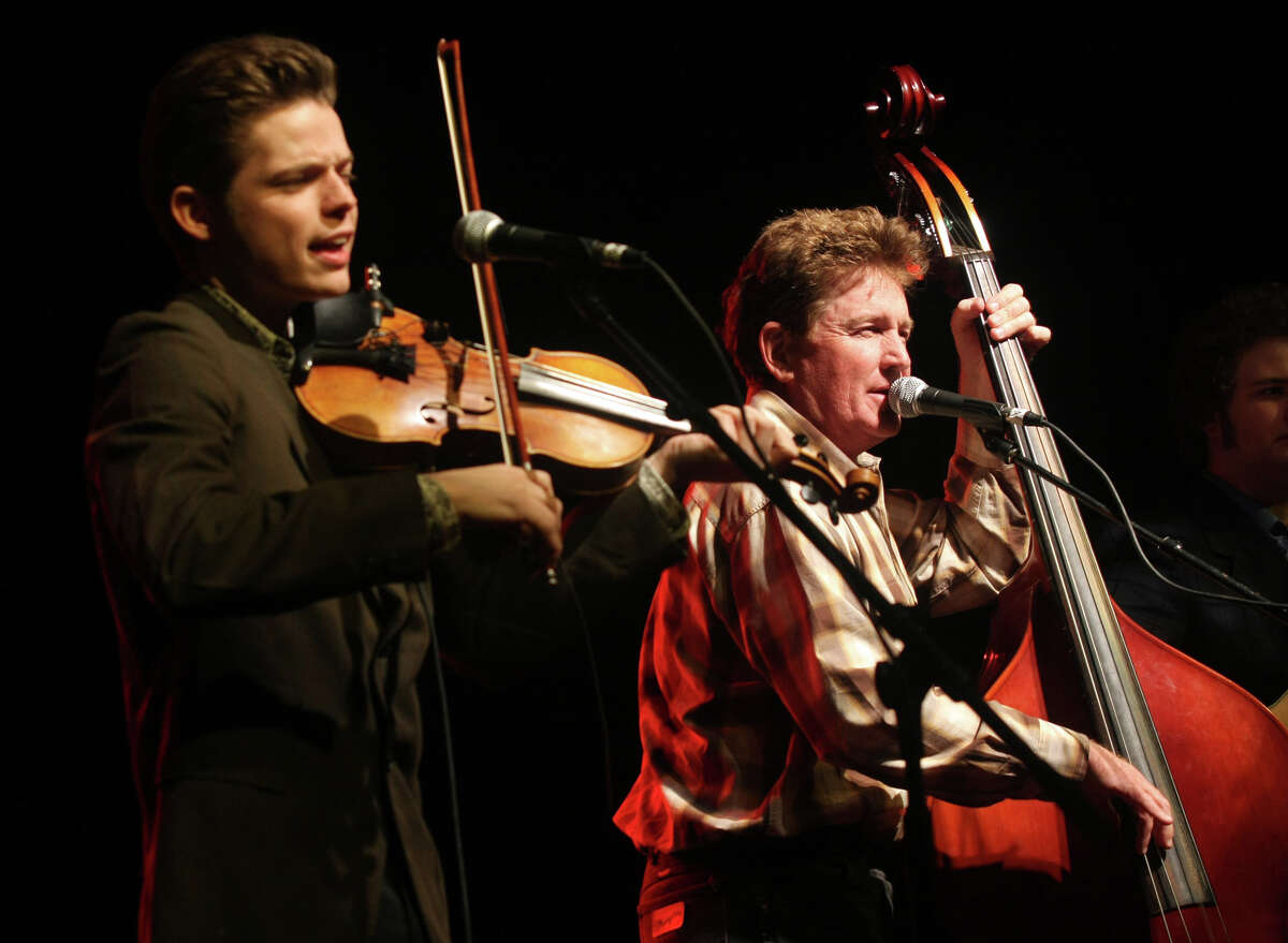 David Ball, right, and Warren Hood perform at a Walter Hyatt tribute during the SXSW Music Festival in Austin in 2008.