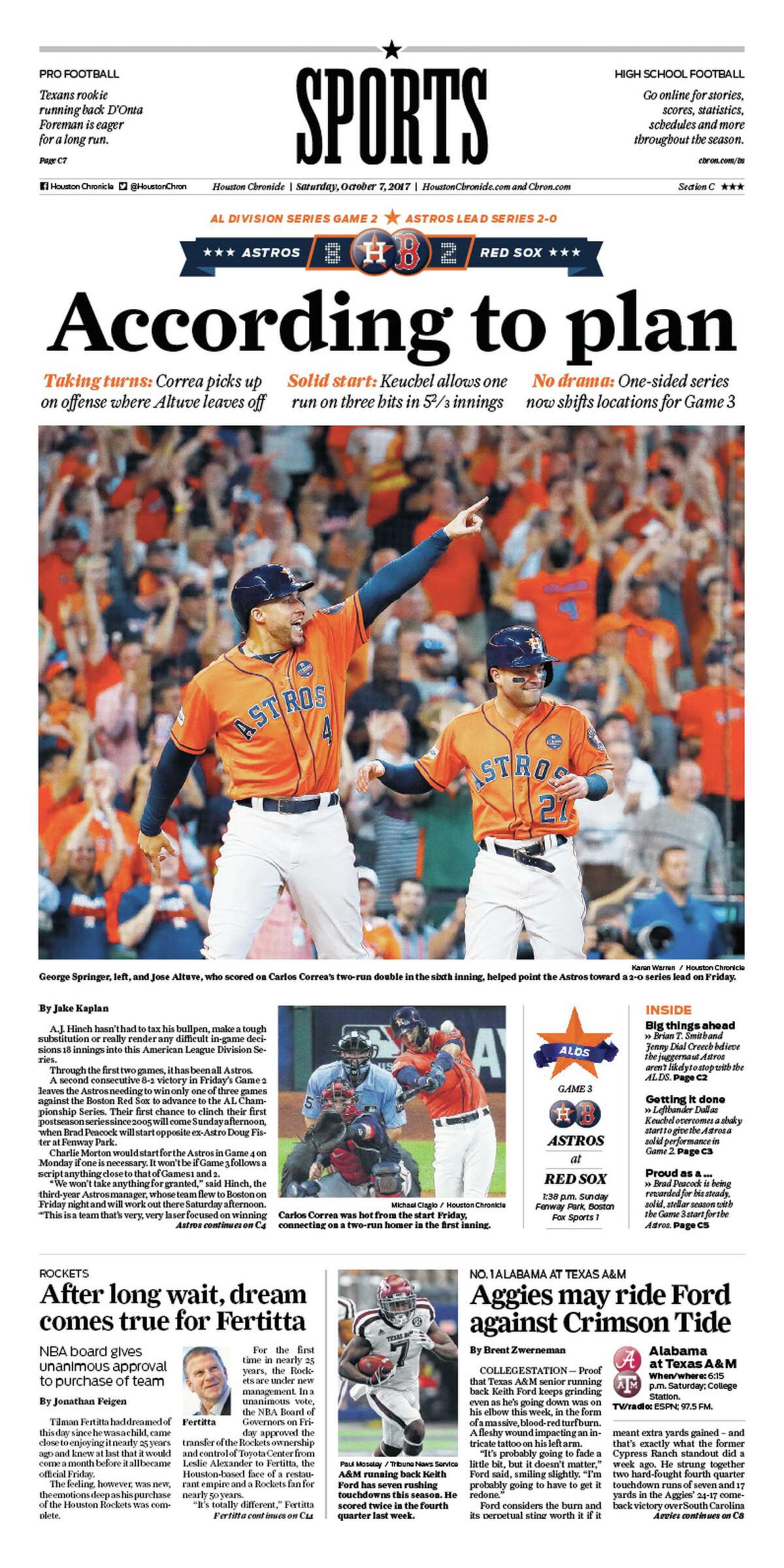 Houston Chronicle front pages capture Astros' run to World Series