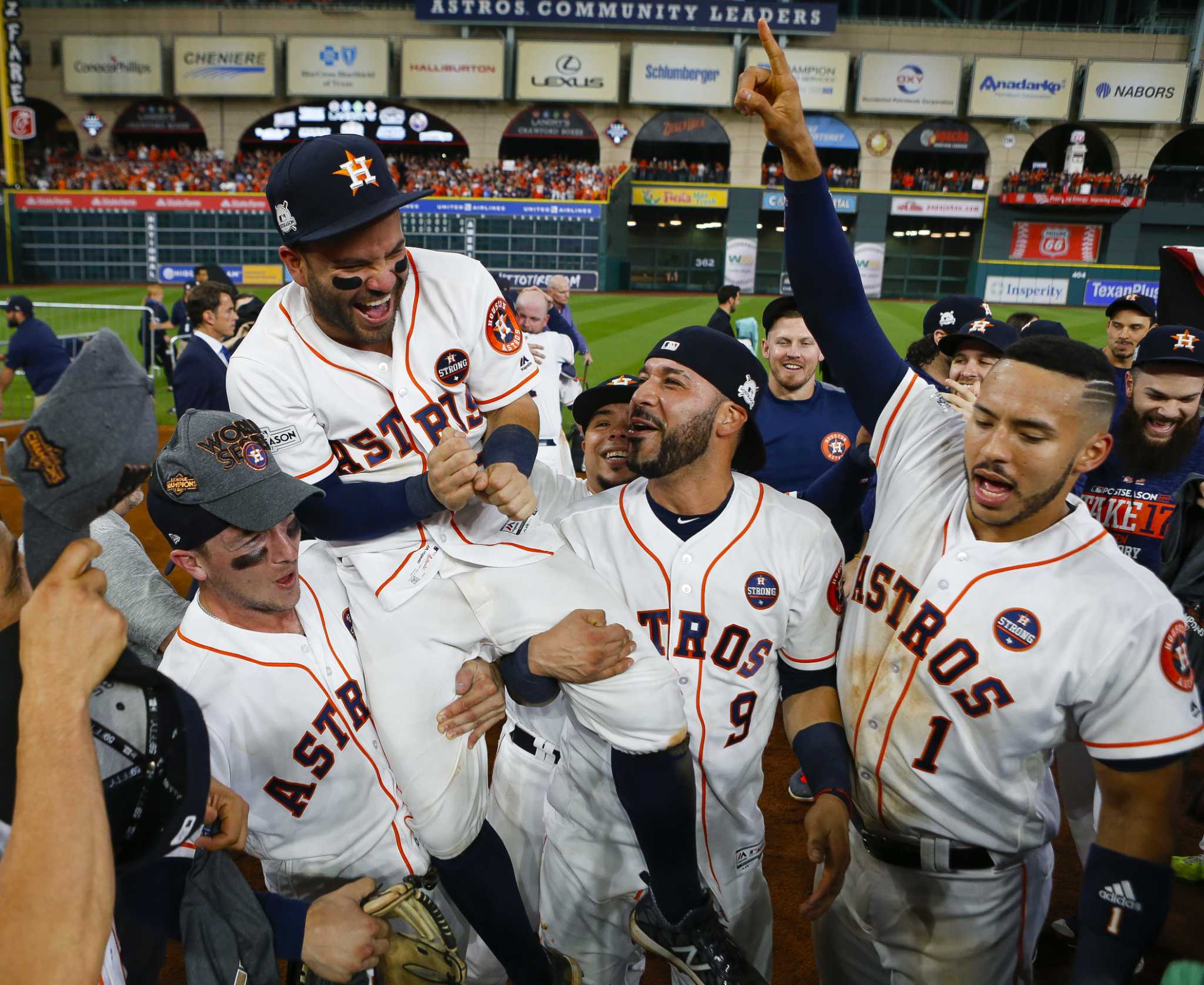 Inside the Astros' champagne celebration in the Minute Maid locker room