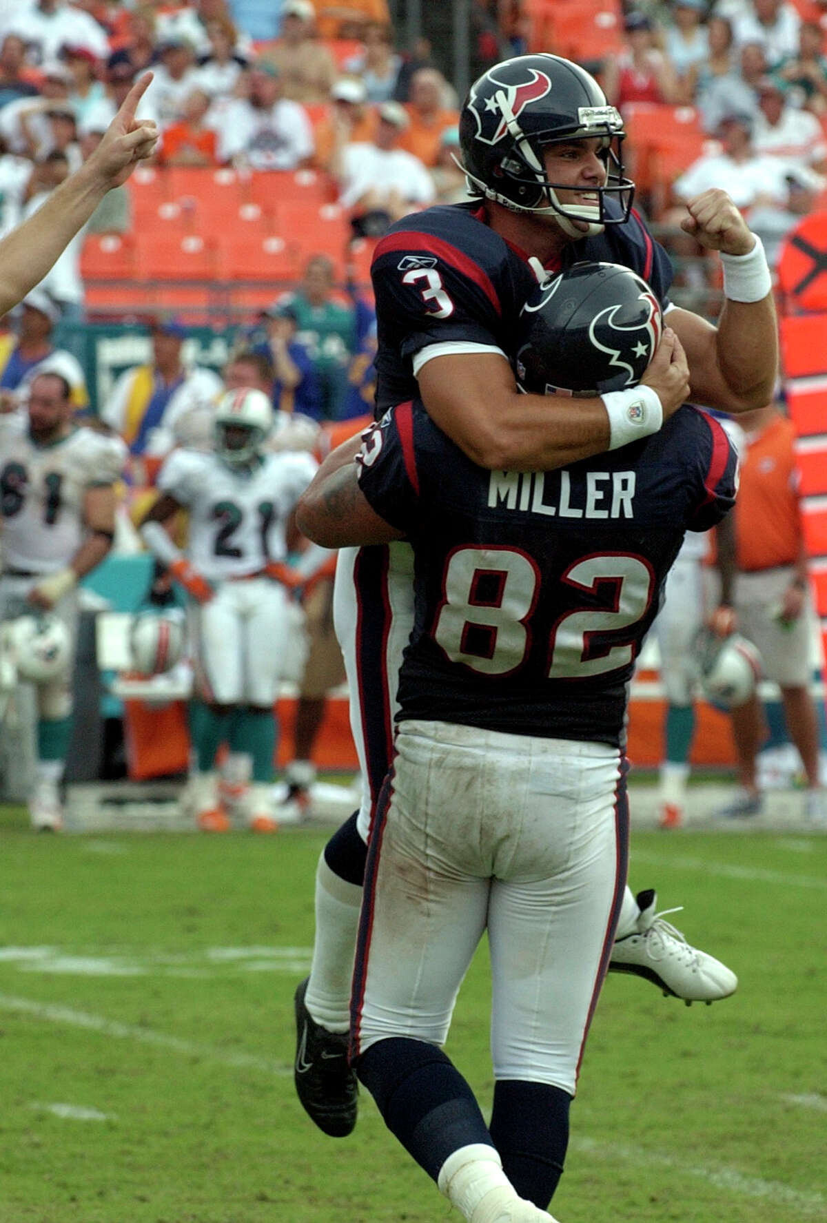 Sept. 7, 2003: Texans 21, Dolphins 20 The Texans pulled off another upset in their second season opener, beating the Dolphins on Kris Brown’s 35-yard field goal with 25 seconds left.