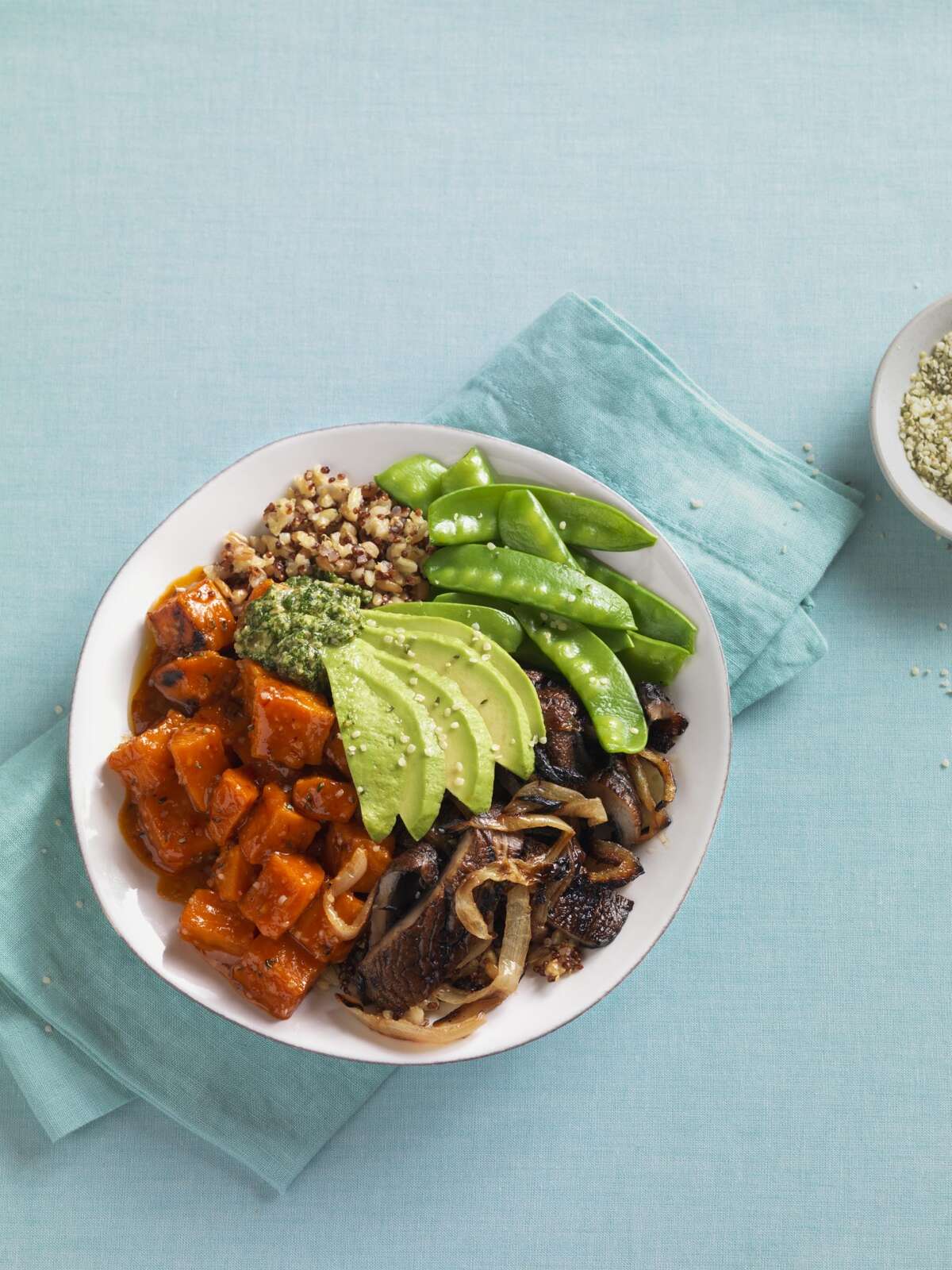 The Ancient Grains Bowl, pictured, is on the menu at True Foods Kitchen among other items such as Inside Out Quinoa Burger, Shiitake Lettuce Cups and Lasagna Bolognese.