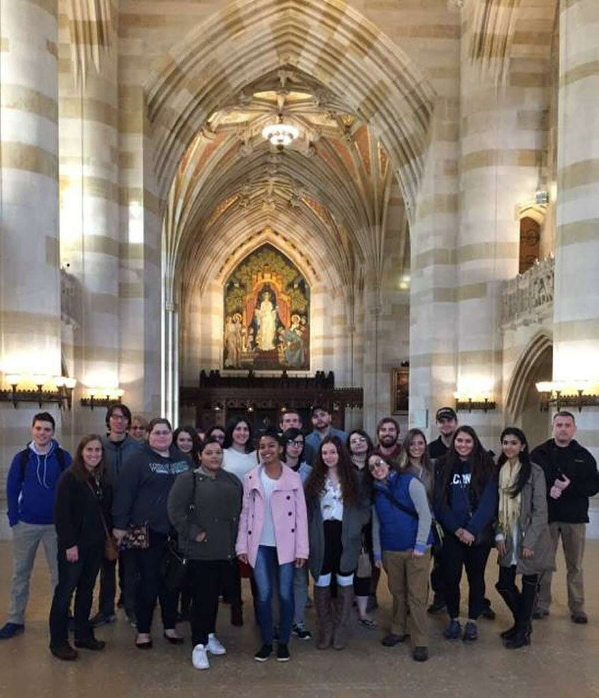 Associate Professor of English Eva Jones, coordinator of the program at Middlesex Community College in Middletown, and an admissions tour guide from Yale led the students on a private tour of the main campus.