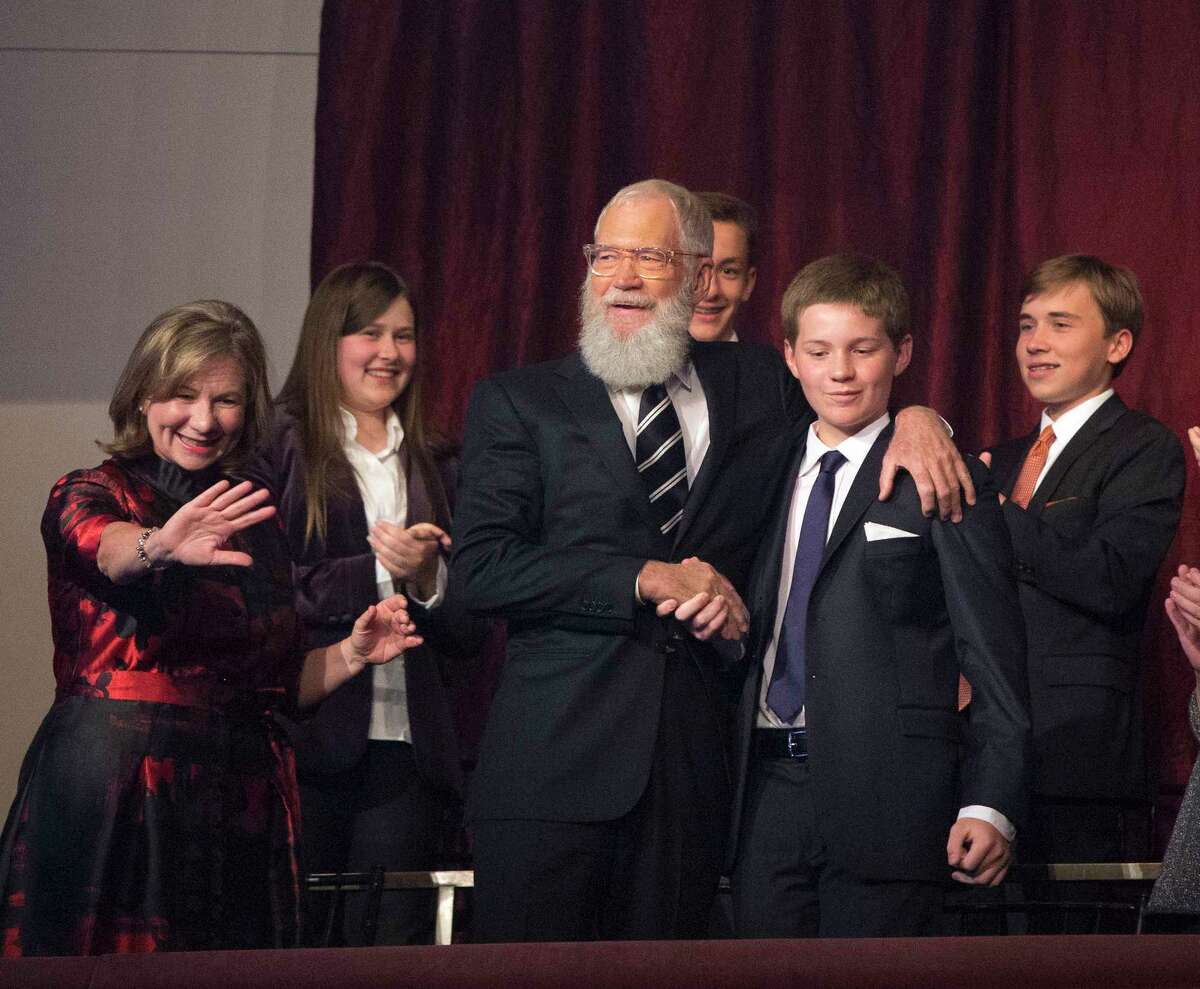 David Letterman is honored with the Mark Twain Prize for American Humor at the Kennedy Center for the Performing Arts on Sunday, Oct. 22, 2017, in Washington. (Photo by Owen Sweeney/Invision/AP) ORG XMIT: DCOS112