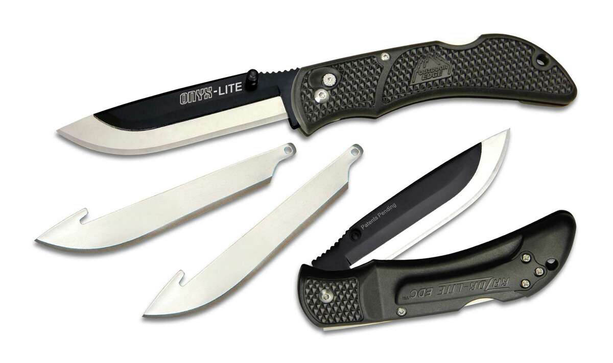 Pictured is the Onyx-Lite OX-30 folding knife with two blade styles pictured.