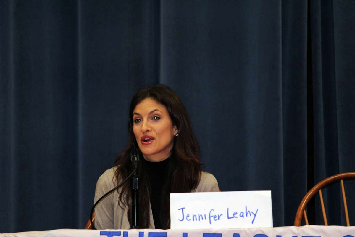 Democratic candidate for Planning and Zoning Department Jennifer Leahy at the League of Women Voters Debate at Town Hall on Oct. 25, 2017. The other candidates were not present.