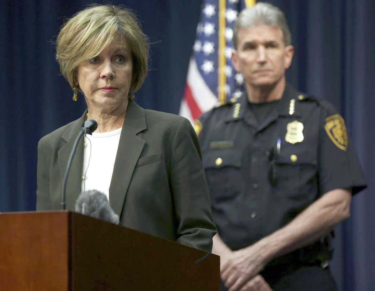 City manager Sheryl Sculley addresses the media Thursday, Oct. 26, 2017 during a news conference in which she announced the city is investigating the apparent mishandling of more than 130 cases of alleged sexual assault and abuse by at least one SAPD officer in the department's Special Victims Unit.