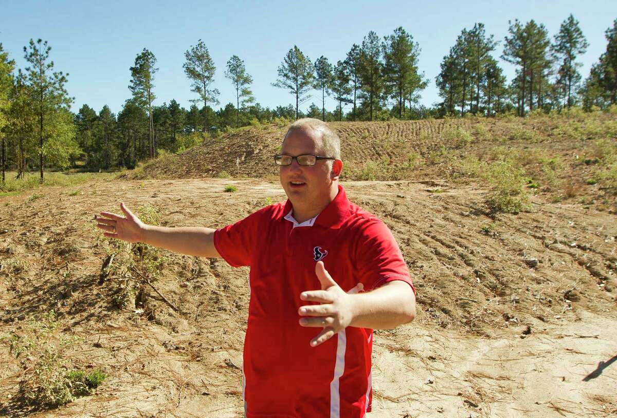 Thomas Franklin, chief operating officer for the Sam Houston Area Council, talks about the future site of a 1,200-person amphitheater at Sam Houston Area Council's new Camp Strake, Thursday, Oct. 26, 2017, in Coldspring. The $60 million Boy Scout camp encompasses 2,816 acres in San Jacinto County and is scheduled to open in the second quarter of 2019.