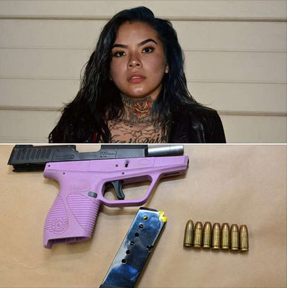 The is loving a mugshot of a female Californian suspected gang