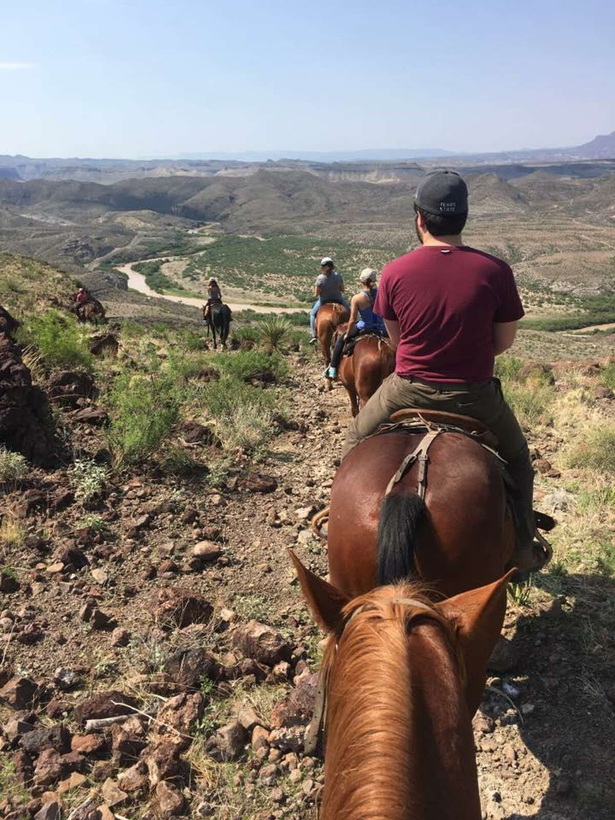 The horses rode over rocky terrain as mass communication students from Texas State University explored Big Bend Ranch State Park.