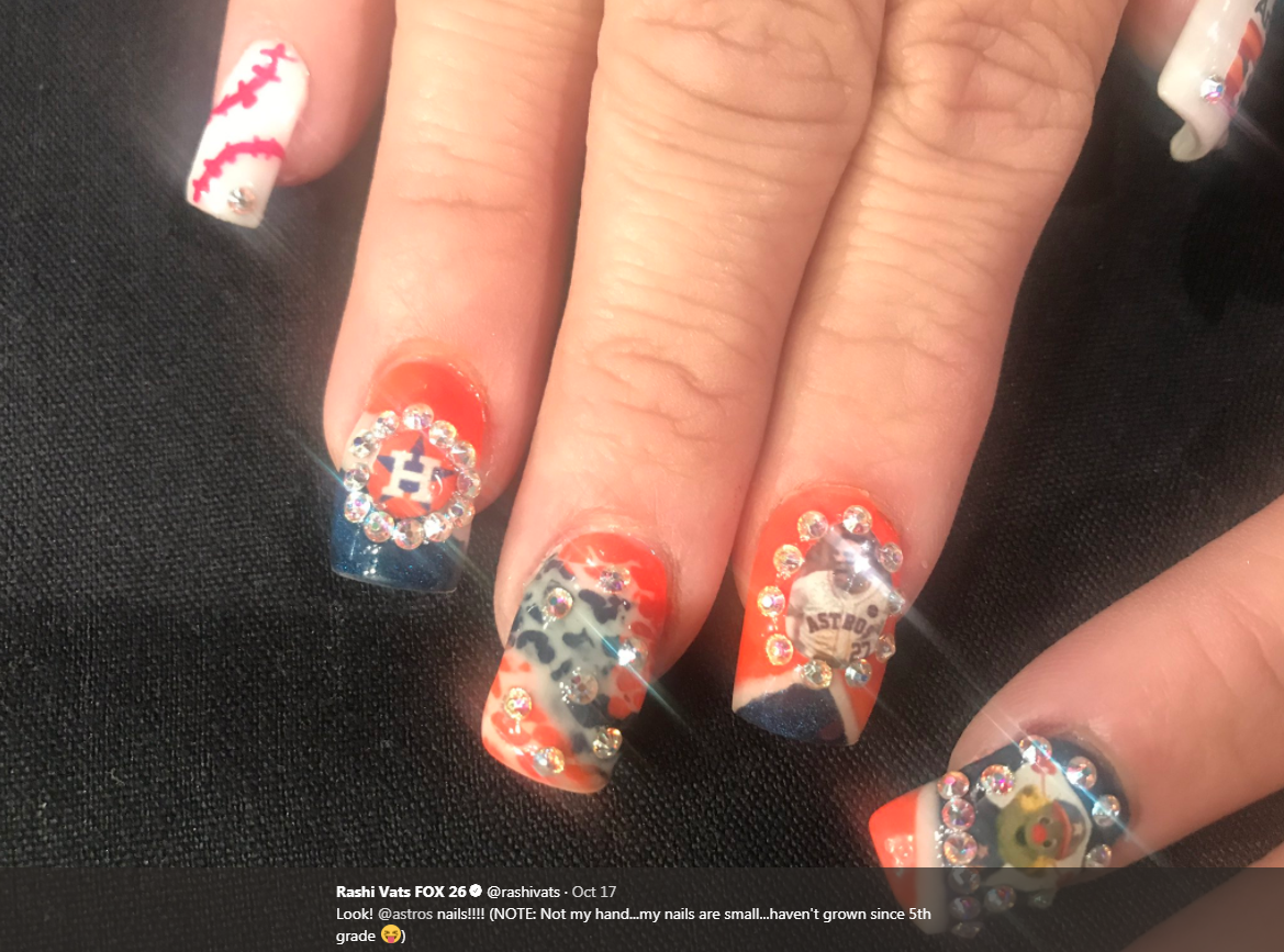 Houston Astros Baseball Nail Art Ideas & Designs