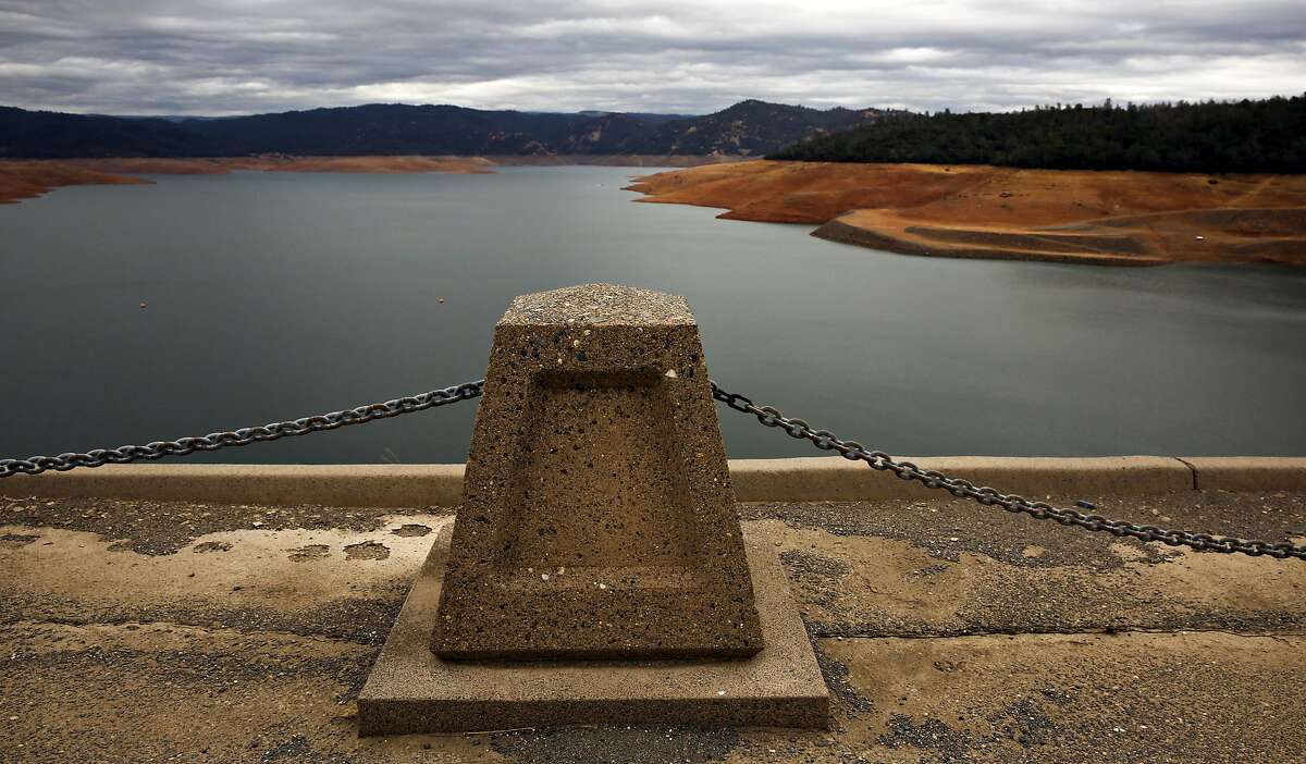 Lake Oroville water levels are lowered for the upcoming rainy season, as the construction and repairs of the main spillway continue in Oroville Dam, in Oroville, Ca. on Thursday October 19, 2017.
