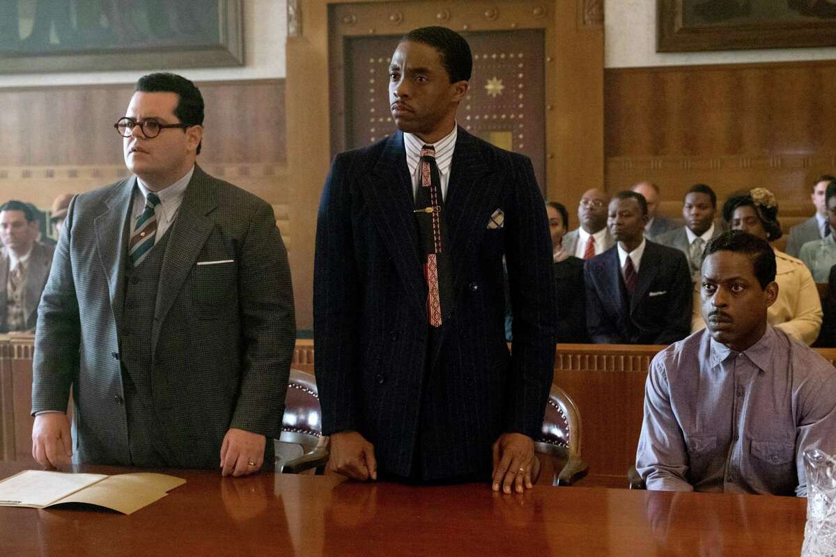 Josh Gad, Boseman and Sterling K. Brown in a sceen from "Marshall." Michael Koskoff of Westport is the screenwriter of the film which was released Oct. 13, 2017.
