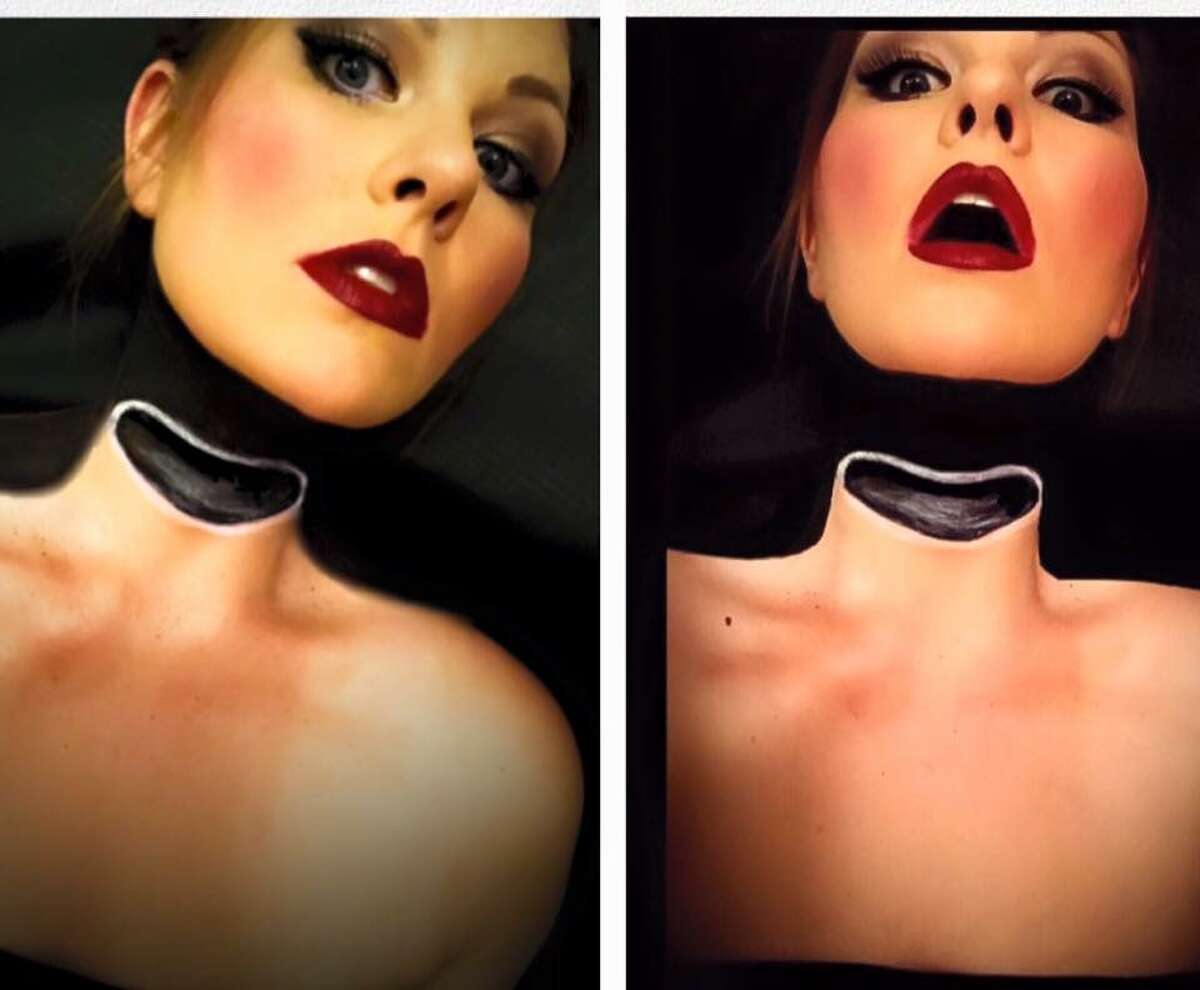 Novato artist Elise Bigley designs fantastic makeup creations, which she models on herself.