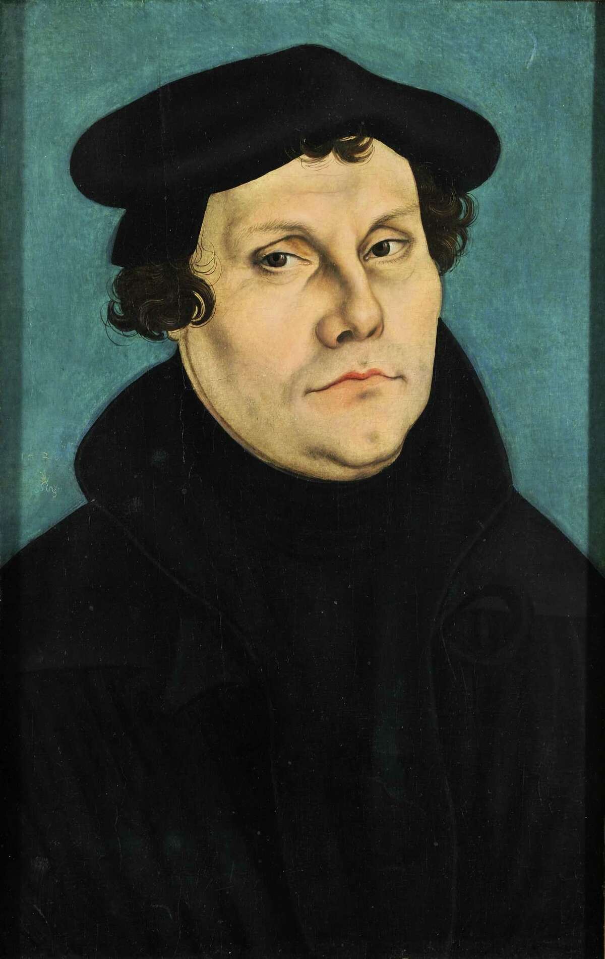 A portrait of Martin Luther by Lucas Cranach the Elder.