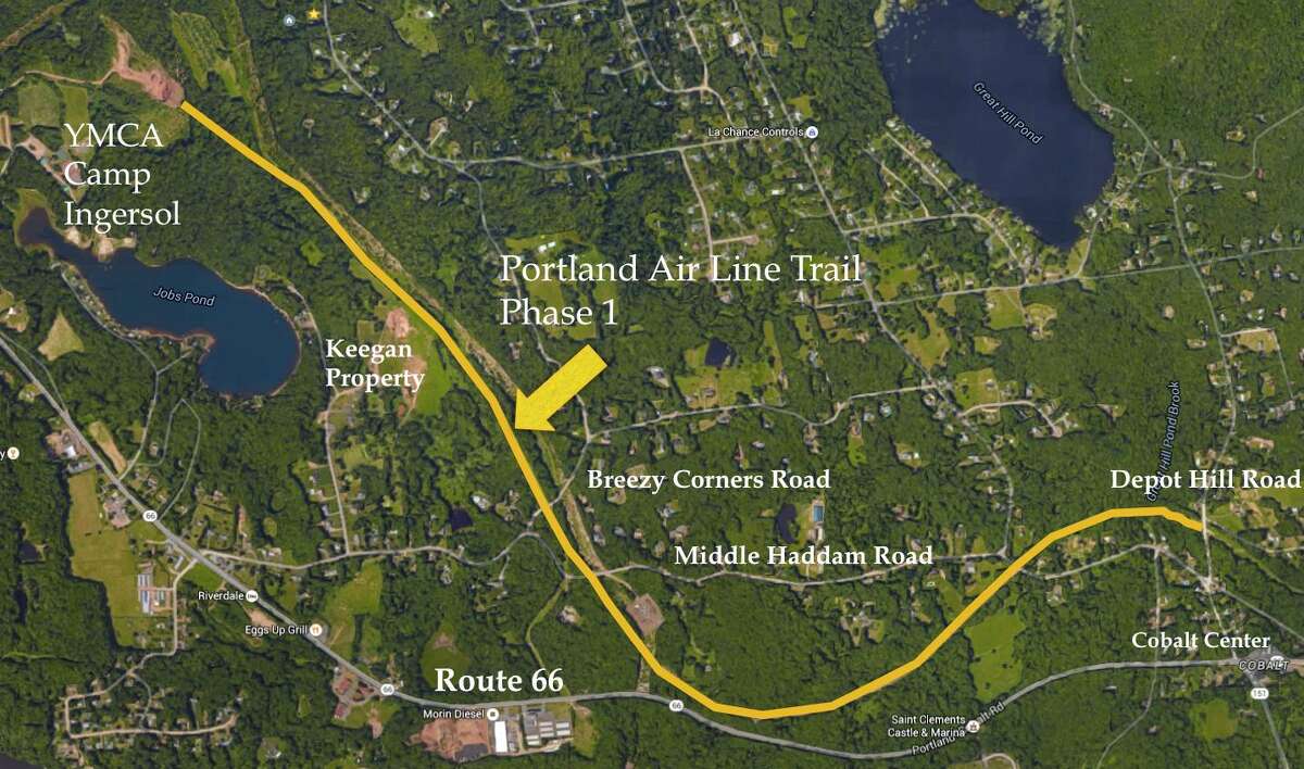 Map showing Phase 1 of the Portland section of the Air Line Trail